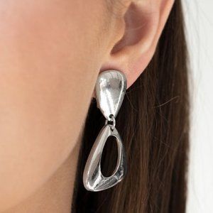 Going For Broker Silver Clip-On Earrings